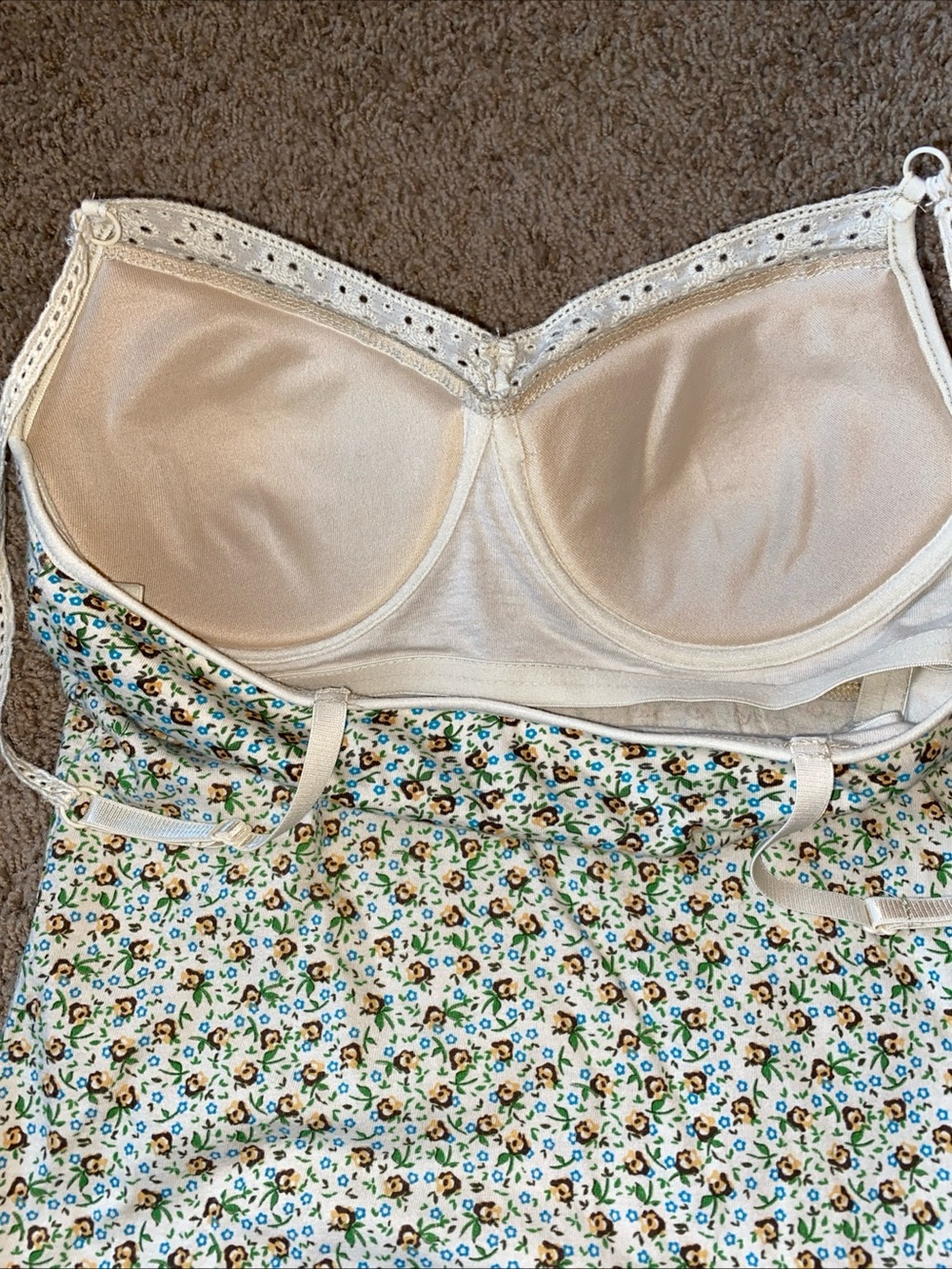 Y2K Lei 100% Cotton Floral Print Camisole Top Sz M Cottage Coquette Lace Fairy - Picture 7 of 7
